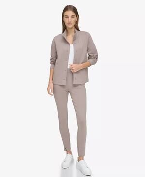 Andrew Marc Sport Button-Front Jacket, Beige, Front Pockets Womens Sz XL